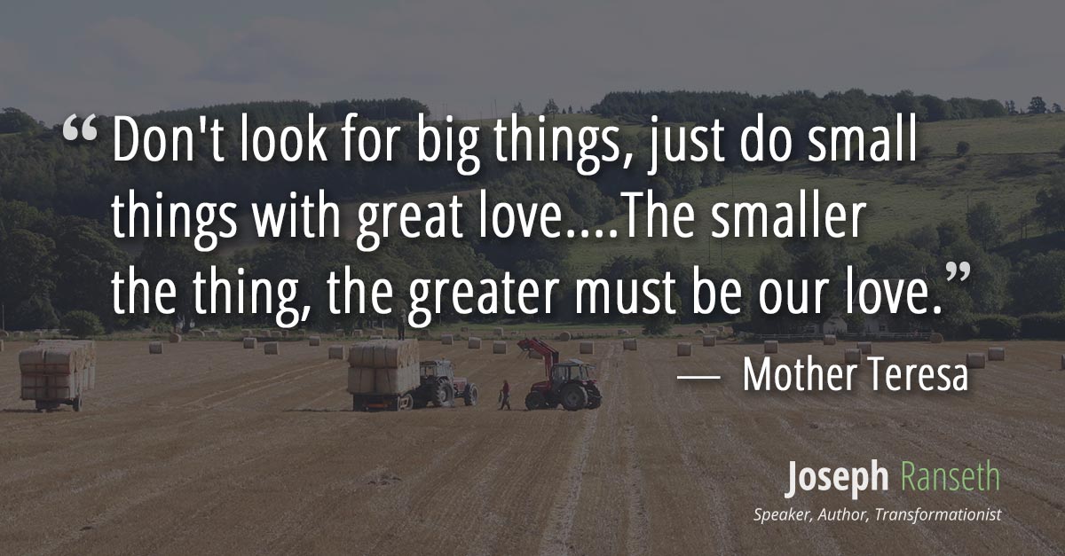 Don't look for big things, just do small things with great love....The smaller the thing, the greater must be our love.